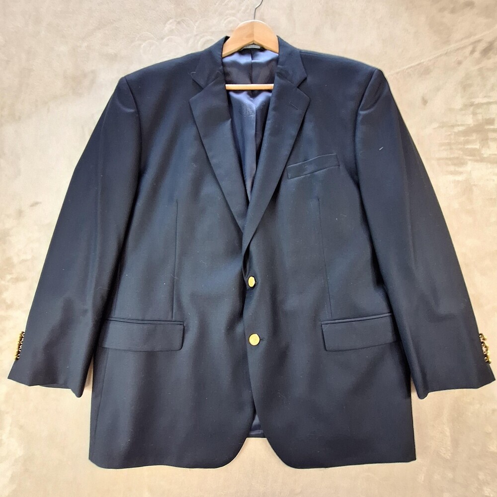 Southwick Blazer Mens 50R Blue Wool Single Vent 2 Button Gold Buttons USA